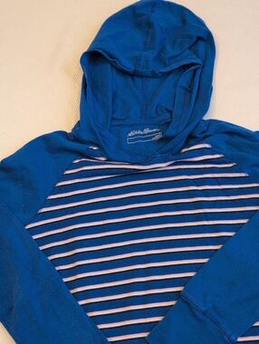 Eddie Bauer Royal Blue Hooded Striped Top